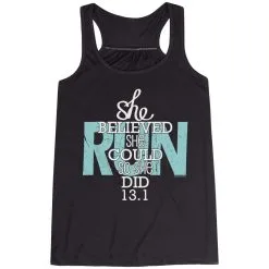 Flowy Racerback Tank Top - She Believed She Could So She Did 13.1 -goneforarun Sales 2023 tr 36131 BLACK MAIN