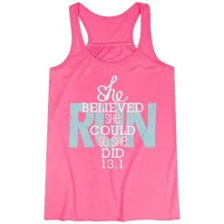 Flowy Racerback Tank Top - She Believed She Could So She Did 13.1