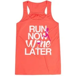 Flowy Racerback Tank Top - Run Now Wine Later (Bold) -goneforarun Sales 2023 tr 36140 CORAL MAIN