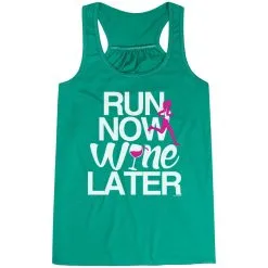 Flowy Racerback Tank Top - Run Now Wine Later (Bold) -goneforarun Sales 2023 tr 36140 GREEN MAIN