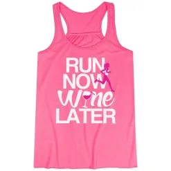 Flowy Racerback Tank Top - Run Now Wine Later (Bold) -goneforarun Sales 2023 tr 36140 PINK MAIN