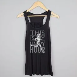 Flowy Racerback Tank Top - This Is My Happy Hour -goneforarun Sales 2023 tr 36141 BLACK HANGER