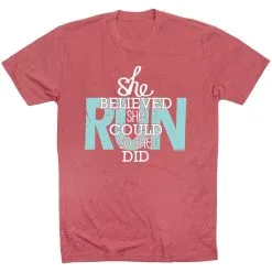 Running Short Sleeve T-Shirt - She Believed She Could So She Did -goneforarun Sales 2023 tr 36256 MAUVE FLAT