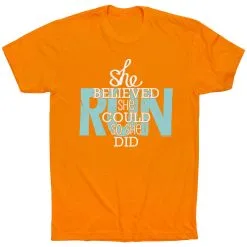 Running Short Sleeve T-Shirt - She Believed She Could So She Did -goneforarun Sales 2023 tr 36256 ORANGE FLAT
