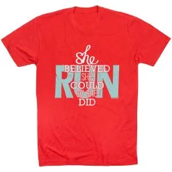 Running Short Sleeve T-Shirt - She Believed She Could So She Did -goneforarun Sales 2023 tr 36256 RED FLAT