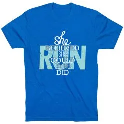 Running Short Sleeve T-Shirt - She Believed She Could So She Did -goneforarun Sales 2023 tr 36256 ROYAL FLAT