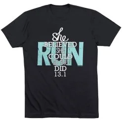 Running Short Sleeve T-Shirt - She Believed She Could So She Did 13.1 18 Running Short Sleeve T-Shirt - She Believed She Could So She Did 13.1 -goneforarun Sales 2023 tr 36257 BLACK FLAT
