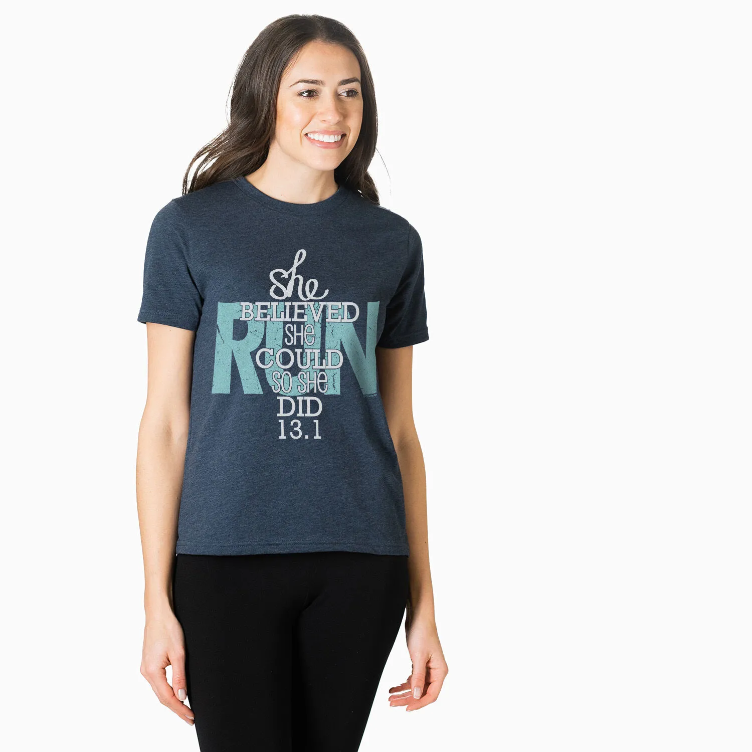 Running Short Sleeve T-Shirt - She Believed She Could So She Did 13.1 4 Running Short Sleeve T-Shirt - She Believed She Could So She Did 13.1 - Image 2