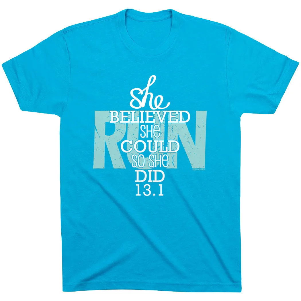 Running Short Sleeve T-Shirt - She Believed She Could So She Did 13.1 15 Running Short Sleeve T-Shirt - She Believed She Could So She Did 13.1 - Image 13