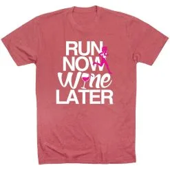 Running Short Sleeve T-Shirt - Run Now Wine Later (Bold) -goneforarun Sales 2023 tr 36261 MAUVE FLAT