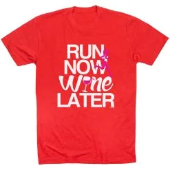 Running Short Sleeve T-Shirt - Run Now Wine Later (Bold) -goneforarun Sales 2023 tr 36261 RED FLAT