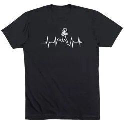 Running Short Sleeve T-Shirt - Heart Beat Female Runner -goneforarun Sales 2023 tr 36276 BLACK FLAT