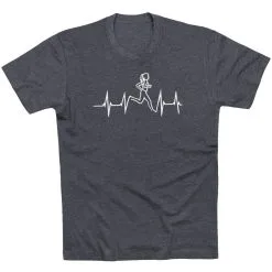 Running Short Sleeve T-Shirt - Heart Beat Female Runner -goneforarun Sales 2023 tr 36276 CHARCOAL FLAT