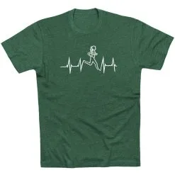 Running Short Sleeve T-Shirt - Heart Beat Female Runner -goneforarun Sales 2023 tr 36276 FORESTGREEN FLAT