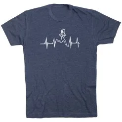 Running Short Sleeve T-Shirt - Heart Beat Female Runner -goneforarun Sales 2023 tr 36276 NAVY FLAT