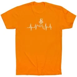 Running Short Sleeve T-Shirt - Heart Beat Female Runner -goneforarun Sales 2023 tr 36276 ORANGE FLAT