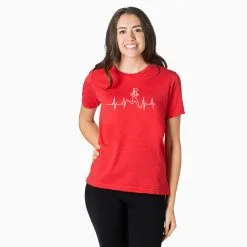 Running Short Sleeve T-Shirt - Heart Beat Female Runner -goneforarun Sales 2023 tr 36276 RED FEMALEGFAR