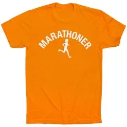 Running Short Sleeve T-Shirt - Marathoner Girl -goneforarun Sales 2023 tr 36824 ORANGE FLAT