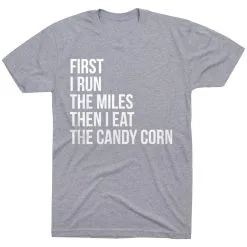 Running Short Sleeve T-Shirt - Then I Eat The Candy Corn -goneforarun Sales 2023 tr 36843 GRAY FLAT