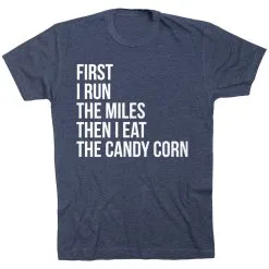 Running Short Sleeve T-Shirt - Then I Eat The Candy Corn -goneforarun Sales 2023 tr 36843 NAVY FLAT