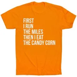 Running Short Sleeve T-Shirt - Then I Eat The Candy Corn -goneforarun Sales 2023 tr 36843 ORANGE FLAT