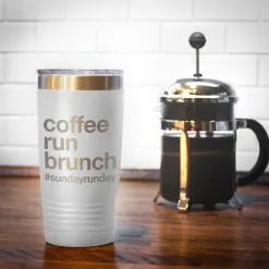 Running 20oz. Double Insulated Tumbler - Coffee Run Brunch -goneforarun Sales 2023 tr 37647 WHITE COFFEE