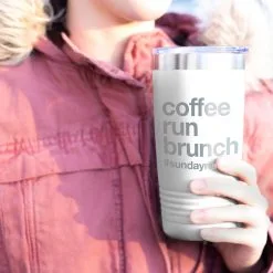 Running 20oz. Double Insulated Tumbler - Coffee Run Brunch -goneforarun Sales 2023 tr 37647 WHITE MODEL