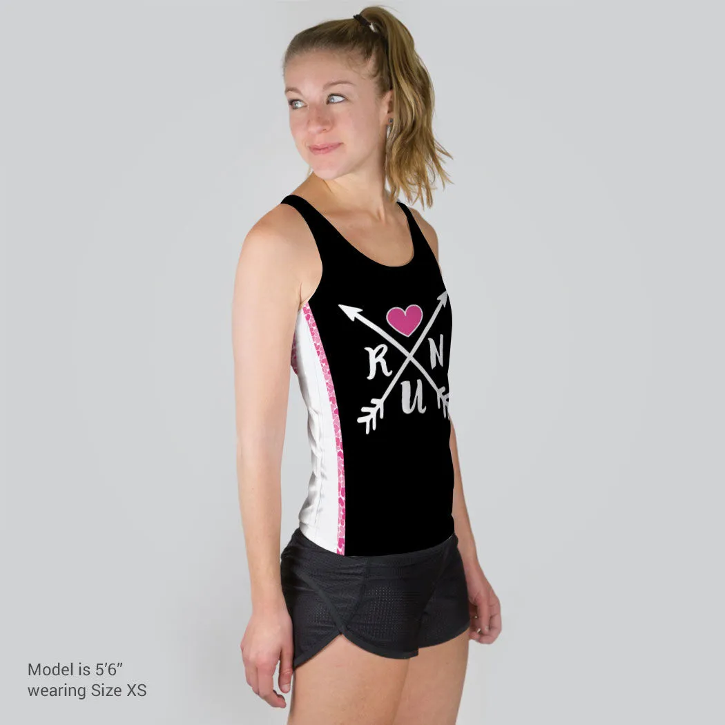 Women's Performance Tank Top - Run Arrows Heart 5 Women's Performance Tank Top - Run Arrows Heart - Image 3