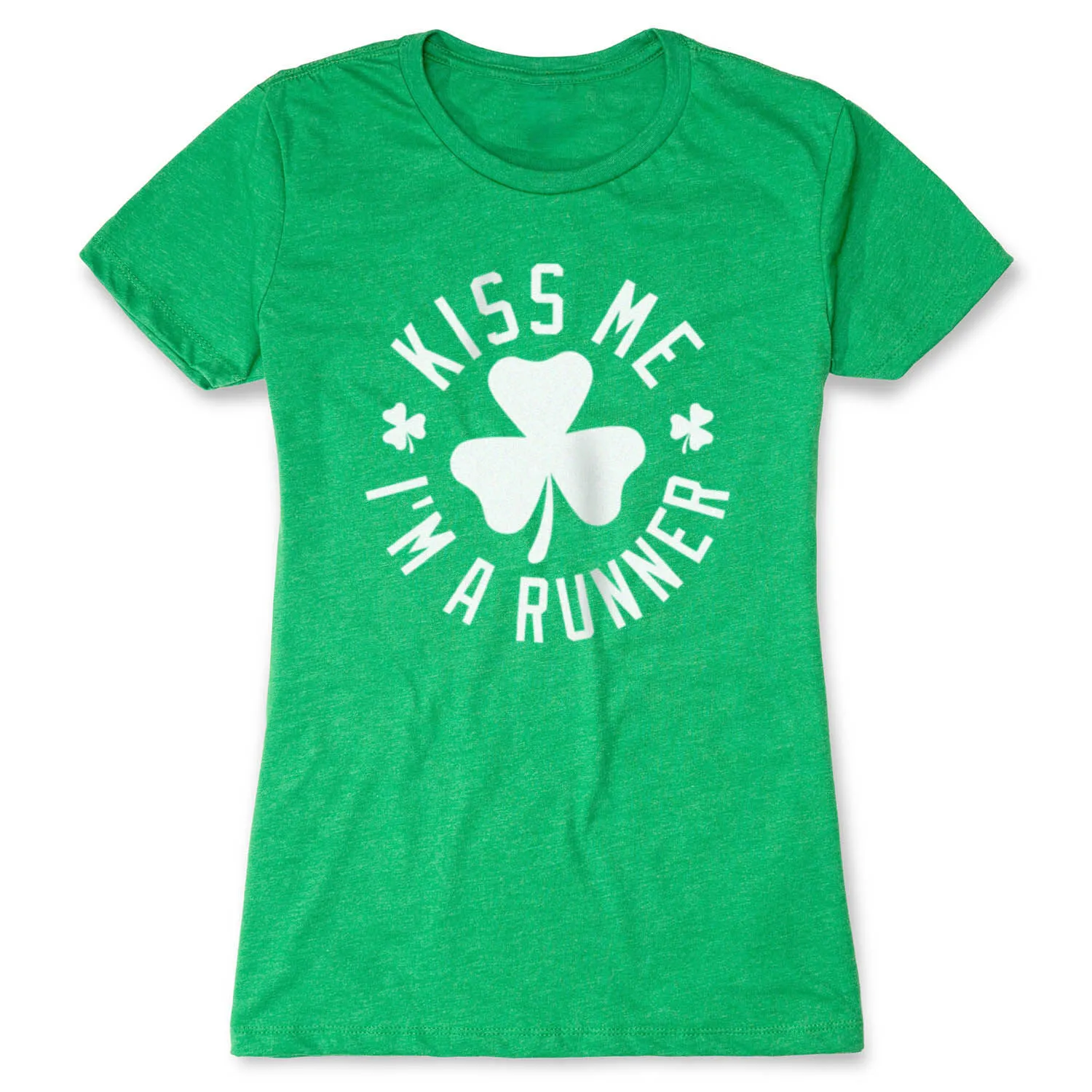 Running Women's Everyday Tee - Kiss Me I Am A Runner Shamrock 3 Running Women's Everyday Tee - Kiss Me I Am A Runner Shamrock