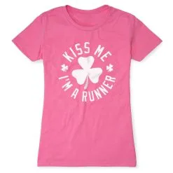 Running Women's Everyday Tee - Kiss Me I Am A Runner Shamrock 18 Running Women's Everyday Tee - Kiss Me I Am A Runner Shamrock -goneforarun Sales 2023 tr 38132 HOTPINK