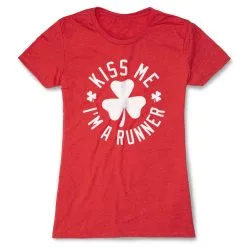 Running Women's Everyday Tee - Kiss Me I Am A Runner Shamrock 20 Running Women's Everyday Tee - Kiss Me I Am A Runner Shamrock -goneforarun Sales 2023 tr 38132 RED