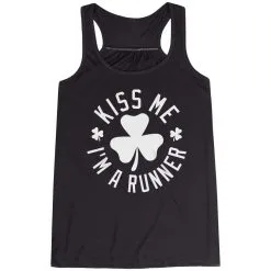 Running Flowy Racerback Tank Top - Kiss Me I Am A Runner Shamrock -goneforarun Sales 2023 tr 38136 BLACK MAIN