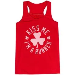 Running Flowy Racerback Tank Top - Kiss Me I Am A Runner Shamrock -goneforarun Sales 2023 tr 38136 RED MAIN