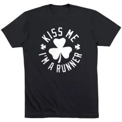 Running Short Sleeve T-Shirt - Kiss Me I Am A Runner Shamrock -goneforarun Sales 2023 tr 38140 BLACK FLAT