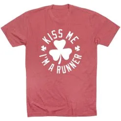 Running Short Sleeve T-Shirt - Kiss Me I Am A Runner Shamrock -goneforarun Sales 2023 tr 38140 MAUVE FLAT