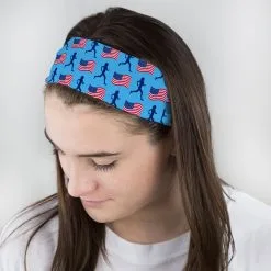 Running Multifunctional Headwear - Female Runner And USA Flag Pattern RokBAND -goneforarun Sales 2023 tr 38843 BLUE FEMALE2
