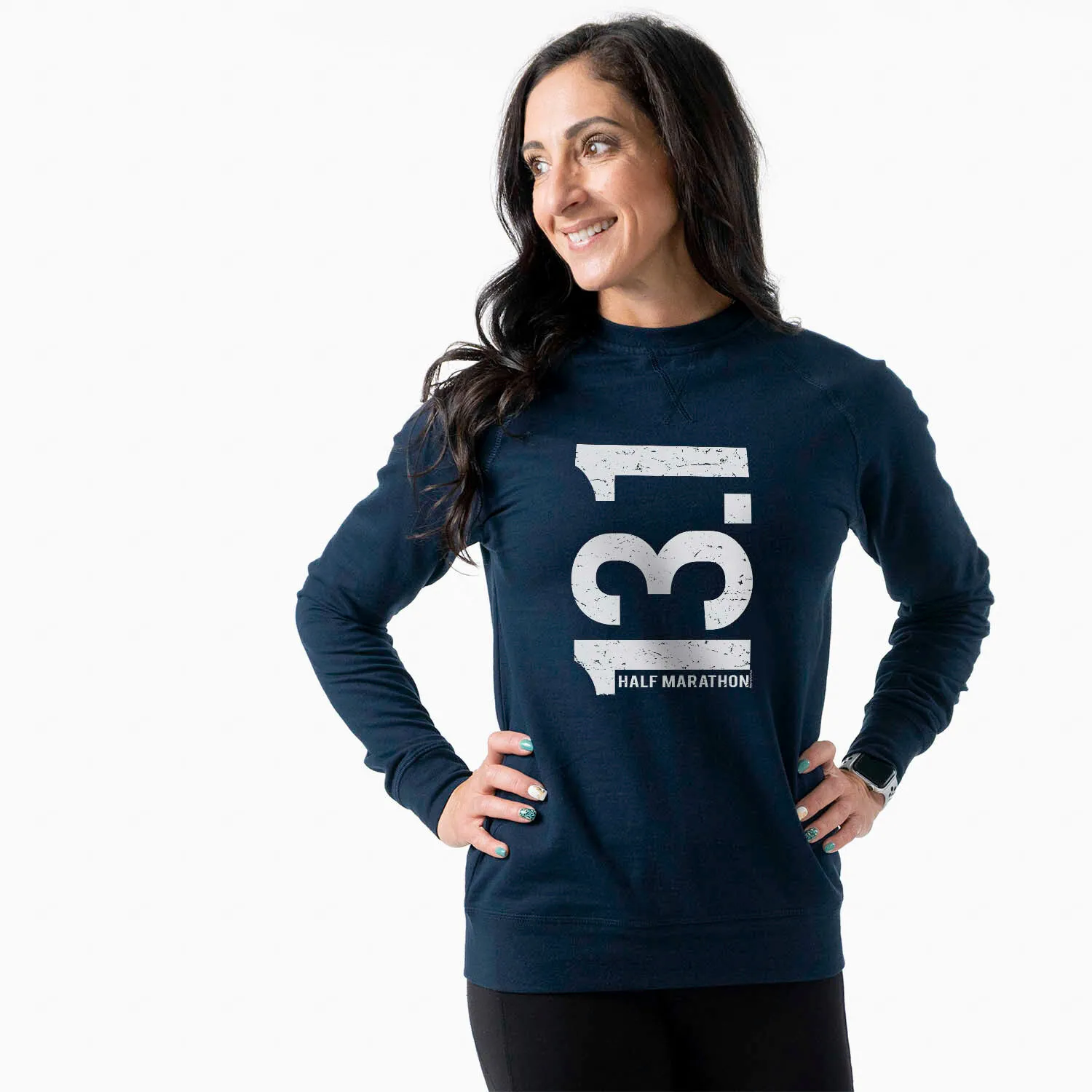 Running Raglan Crew Neck Pullover - 13.1 Half Marathon Vertical 5 Running Raglan Crew Neck Pullover - 13.1 Half Marathon Vertical - Image 3