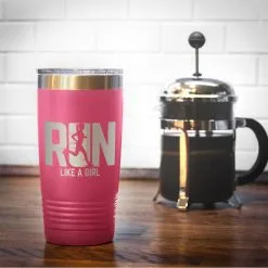 Running 20 Oz Double Insluated Tumbler - Let's Run Like A Girl -goneforarun Sales 2023 tr 39136 PINK COFFEE