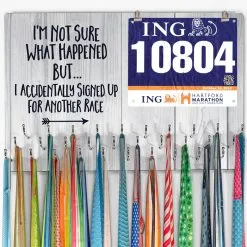 Running Large Hooked On Medals And Bib Hanger - Signed Up For Another Race