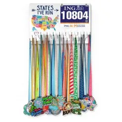 Running Large Hooked On Medals And Bib Hanger - States I've Run -goneforarun Sales 2023 tr 39185 FULLVIEW