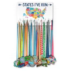 Running Large Hooked On Medals Hanger - States I've Run -goneforarun Sales 2023 tr 39206 FULLVIEW
