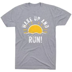 Running Short Sleeve T-Shirt - Wake Up And Run -goneforarun Sales 2023 tr 39388 GRAY FLAT