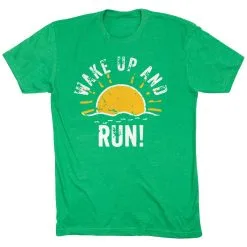 Running Short Sleeve T-Shirt - Wake Up And Run -goneforarun Sales 2023 tr 39388 GREEN FLAT