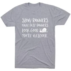 Running Short Sleeve T-Shirt - Slow Runners -goneforarun Sales 2023 tr 39390 GRAY FLAT