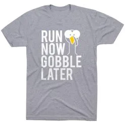 Running Short Sleeve T-Shirt - Run Now Gobble Later (Bold) -goneforarun Sales 2023 tr 39391 GRAY FLAT