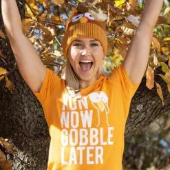 Running Short Sleeve T-Shirt - Run Now Gobble Later (Bold) -goneforarun Sales 2023 tr 39391 LIFESTYLE