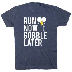 Running Short Sleeve T-Shirt - Run Now Gobble Later (Bold) -goneforarun Sales 2023 tr 39391 NAVY FLAT