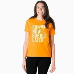 Running Short Sleeve T-Shirt - Run Now Gobble Later (Bold) -goneforarun Sales 2023 tr 39391 ORANGE FEMALEGFAR