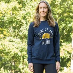 Running Raglan Crew Neck Pullover - Wake Up And Run -goneforarun Sales 2023 tr 39416 NAVY FEMALE LIFESTYLE