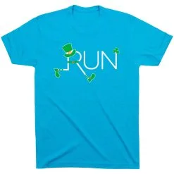 Running Short Sleeve T-Shirt - Let's Run Lucky -goneforarun Sales 2023 tr 39857 TURQUOISE FLAT